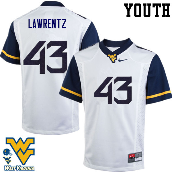 NCAA Youth Tyler Lawrentz West Virginia Mountaineers White #43 Nike Stitched Football College Authentic Jersey QE23B76XH